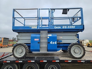 Genie GS-3390 scissor lift on trailer available for rent